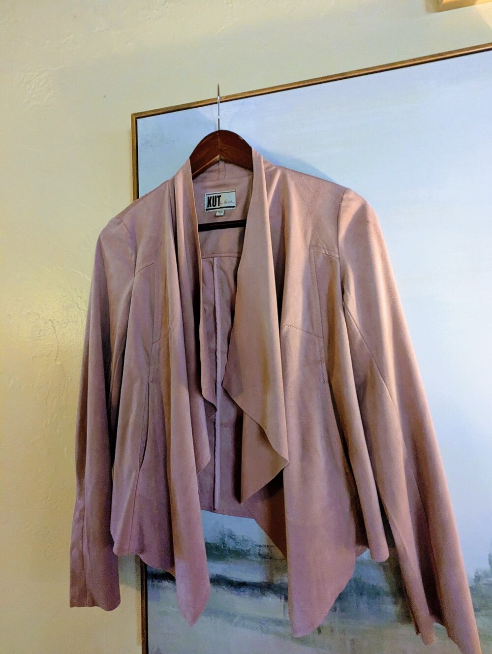 Kut from the Kloth Dusty Rose Draped Open-Front Jacket